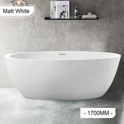 1700x750x580mm Matt White Oval Bathtub Freestanding Acrylic Apron Bathtub